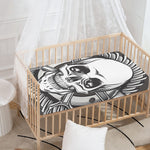 Cross Piston Mechanic Skull Print Baby Crib Sheet