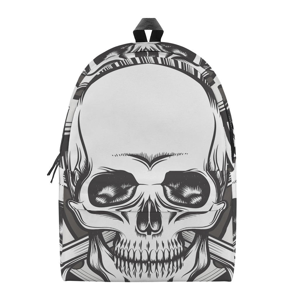 Cross Piston Mechanic Skull Print Backpack