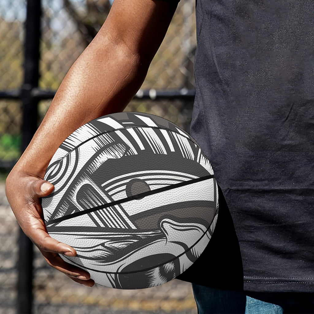 Cross Piston Mechanic Skull Print Basketball