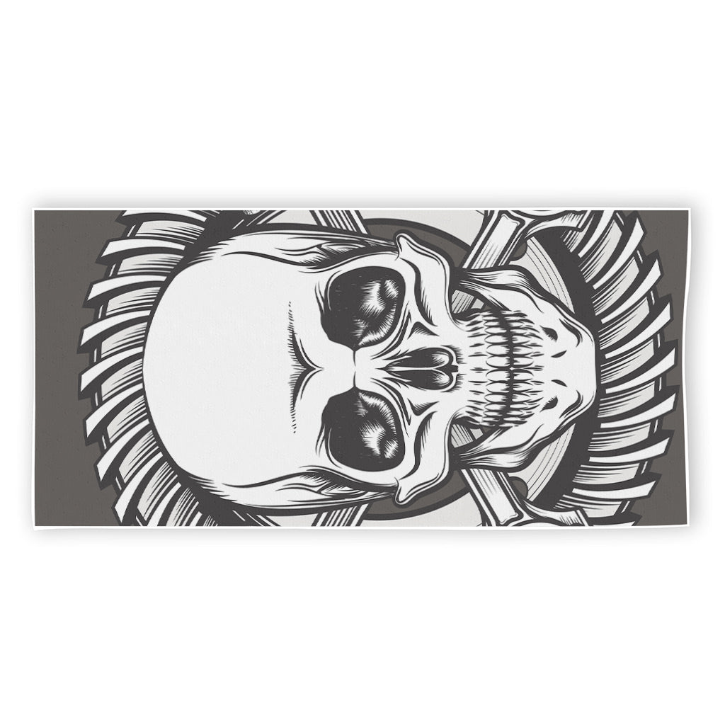 Cross Piston Mechanic Skull Print Beach Towel