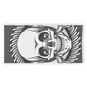 Cross Piston Mechanic Skull Print Beach Towel