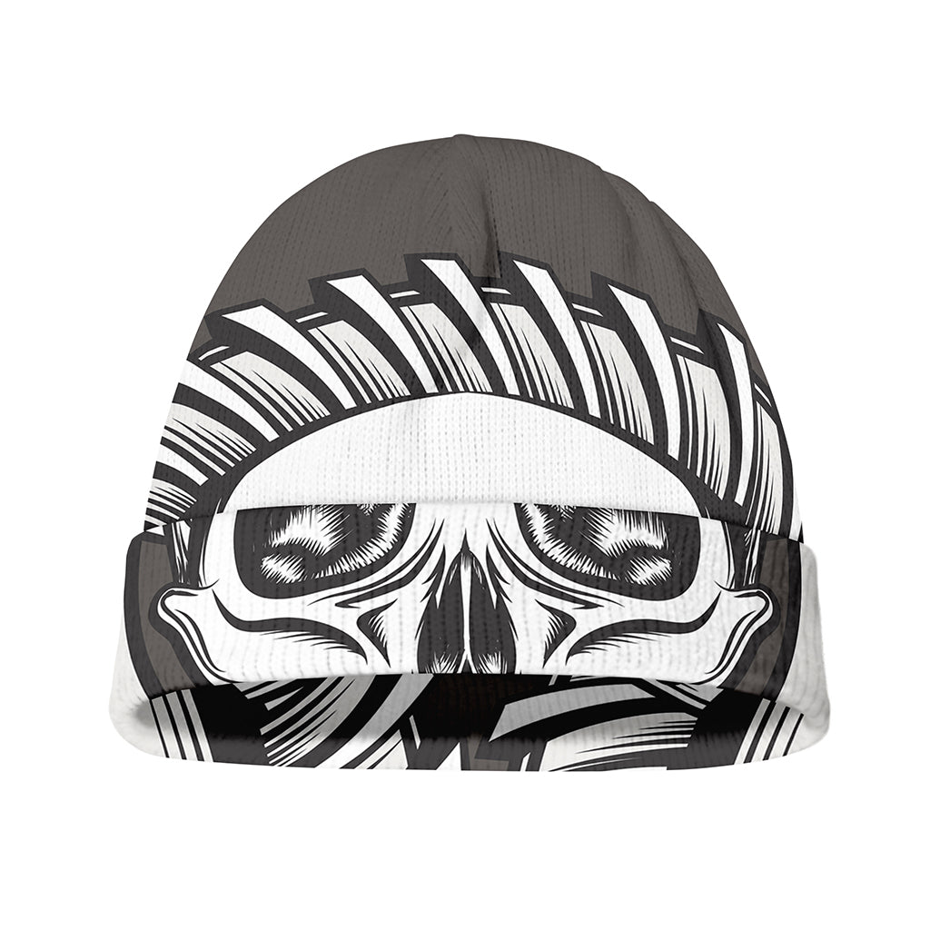 Cross Piston Mechanic Skull Print Beanie