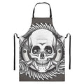 Cross Piston Mechanic Skull Print Bib Apron With Pocket