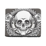 Cross Piston Mechanic Skull Print Bifold Wallet