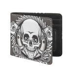 Cross Piston Mechanic Skull Print Bifold Wallet