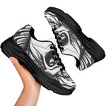 Cross Piston Mechanic Skull Print Black Chunky Shoes