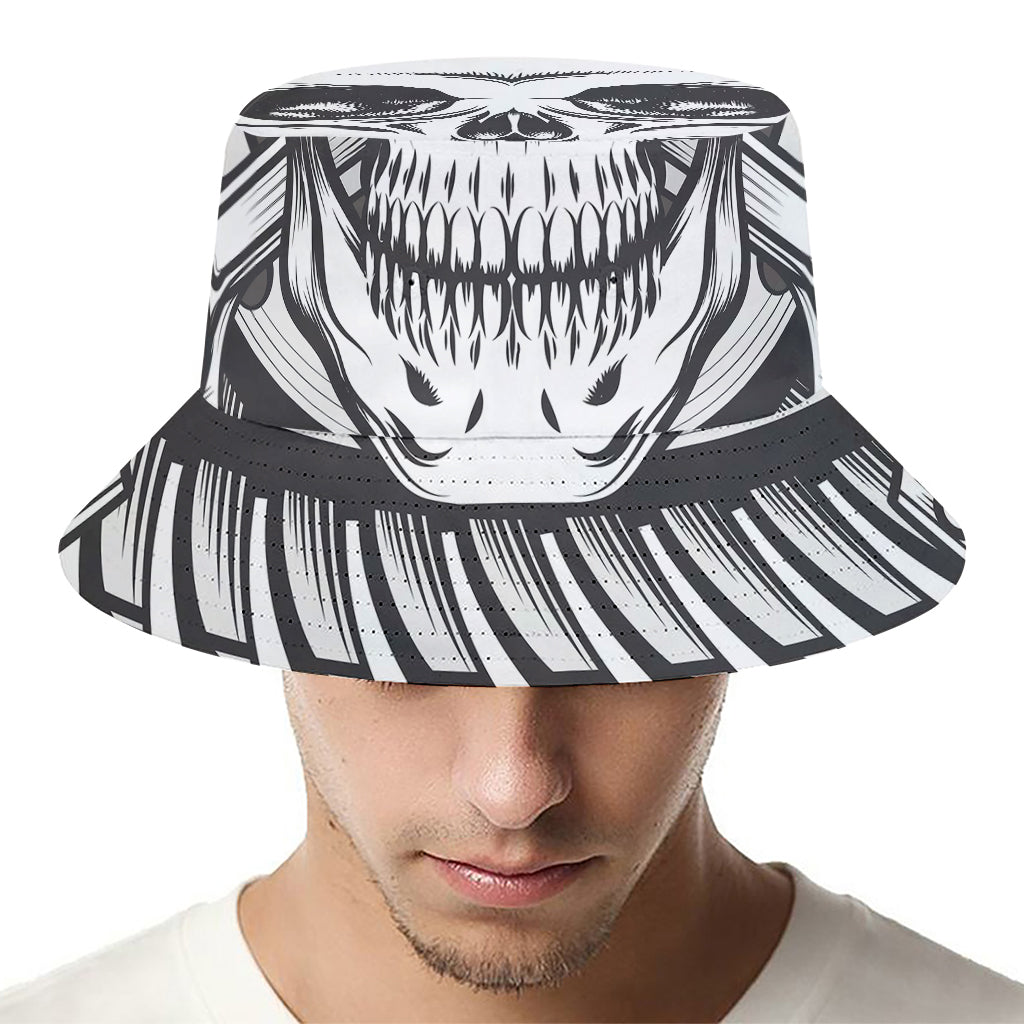 Cross Piston Mechanic Skull Print Bucket Hat