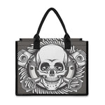 Cross Piston Mechanic Skull Print Canvas Tote Bag