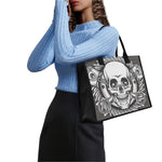Cross Piston Mechanic Skull Print Canvas Tote Bag