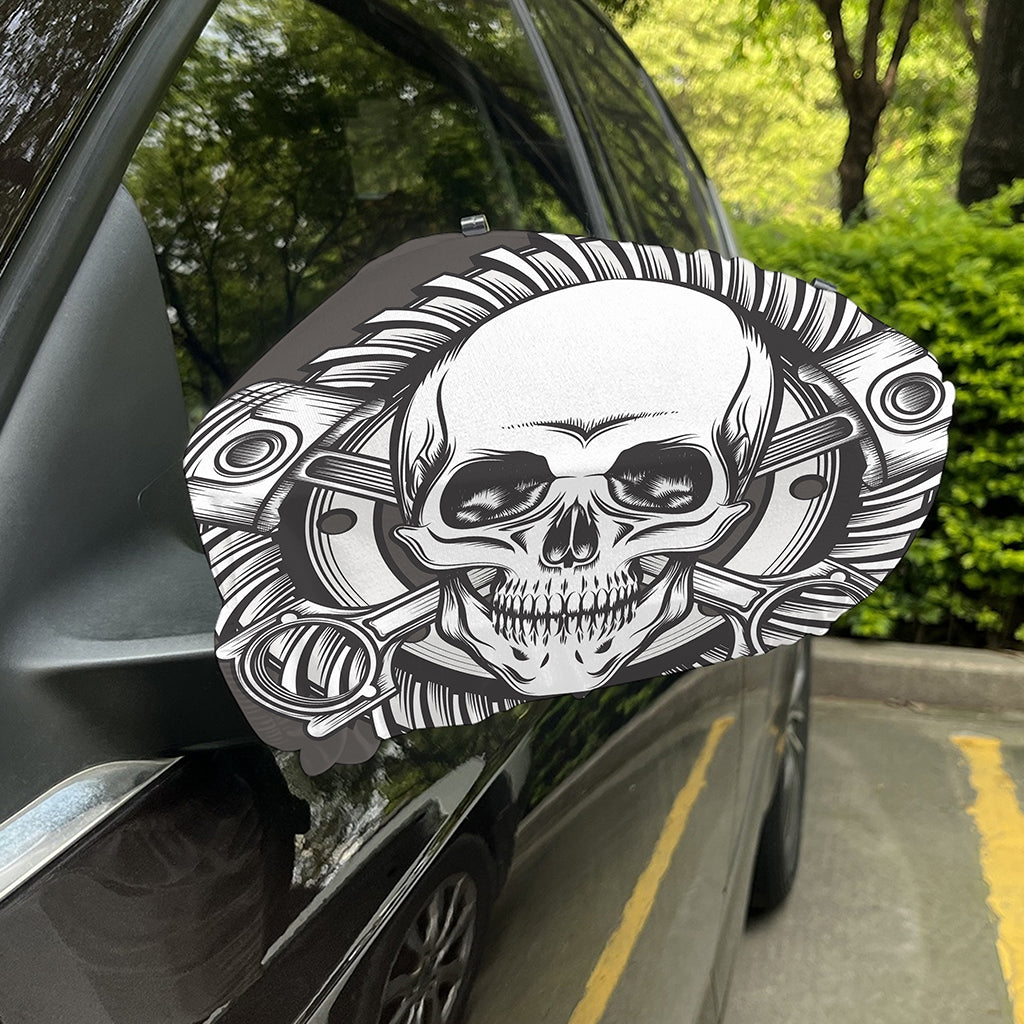 Cross Piston Mechanic Skull Print Car Side Mirror Covers