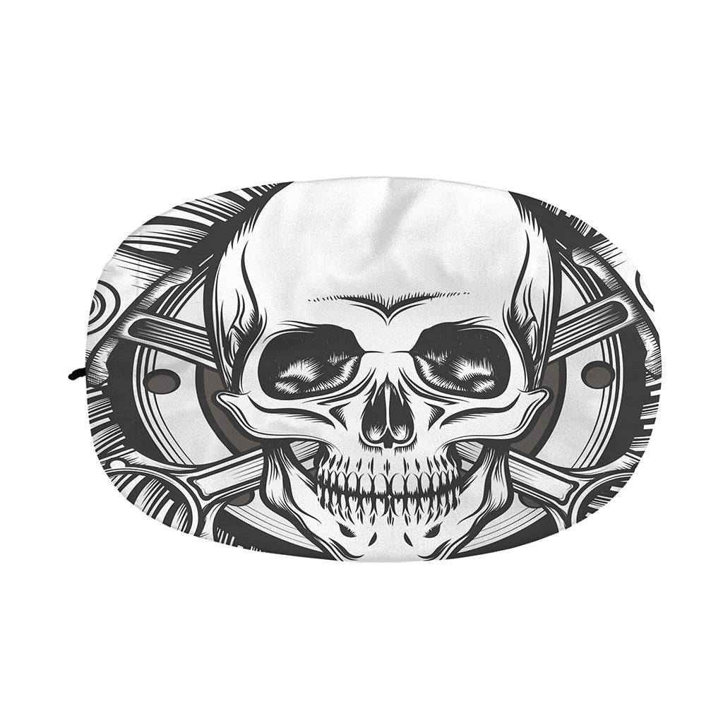 Cross Piston Mechanic Skull Print Car Side Mirror Covers
