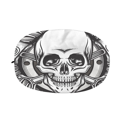 Cross Piston Mechanic Skull Print Car Side Mirror Covers