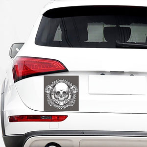 Cross Piston Mechanic Skull Print Car Sticker