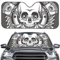 Cross Piston Mechanic Skull Print Car Windshield Sun Shade
