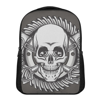 Cross Piston Mechanic Skull Print Casual Backpack