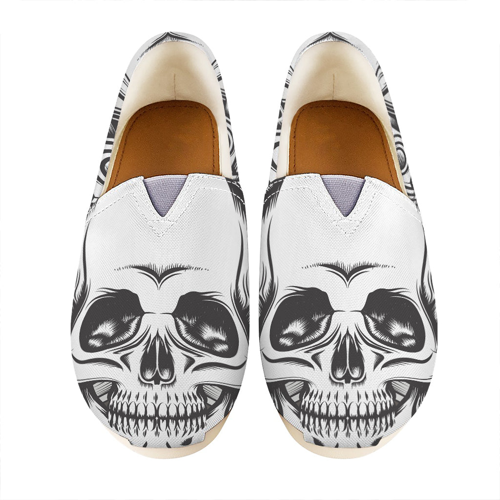 Cross Piston Mechanic Skull Print Casual Shoes