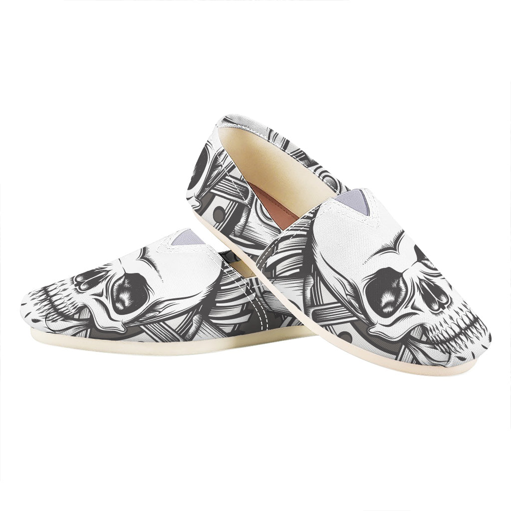 Cross Piston Mechanic Skull Print Casual Shoes