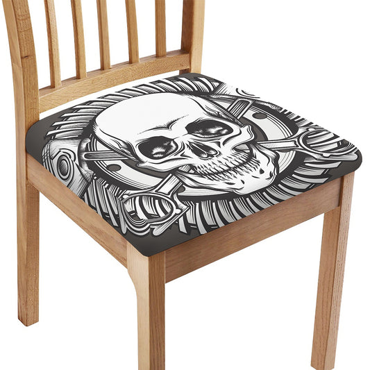 Cross Piston Mechanic Skull Print Chair Cushion Cover
