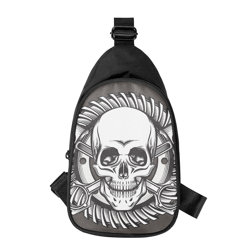 Cross Piston Mechanic Skull Print Chest Bag