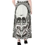 Cross Piston Mechanic Skull Print Chiffon Maxi Skirt