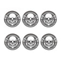 Cross Piston Mechanic Skull Print Coaster Set