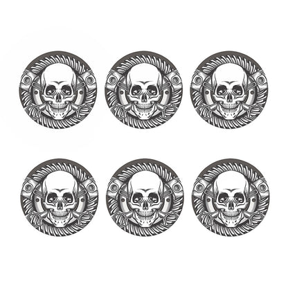 Cross Piston Mechanic Skull Print Coaster Set