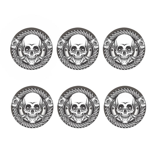 Cross Piston Mechanic Skull Print Coaster Set