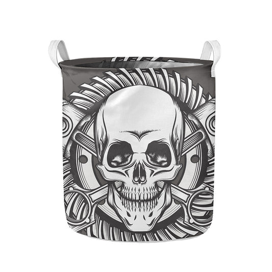 Cross Piston Mechanic Skull Print Collapsible Laundry Basket