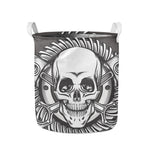 Cross Piston Mechanic Skull Print Collapsible Laundry Basket