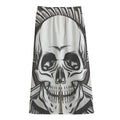 Cross Piston Mechanic Skull Print Cotton Front Slit Maxi Skirt