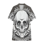 Cross Piston Mechanic Skull Print Cotton Hawaiian Shirt