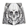 Cross Piston Mechanic Skull Print Cotton Shorts