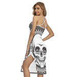 Cross Piston Mechanic Skull Print Cross Back Cami Dress