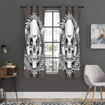 Cross Piston Mechanic Skull Print Curtain