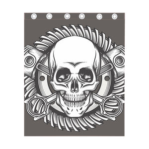 Cross Piston Mechanic Skull Print Curtain