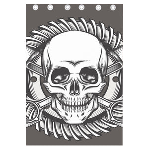 Cross Piston Mechanic Skull Print Curtain