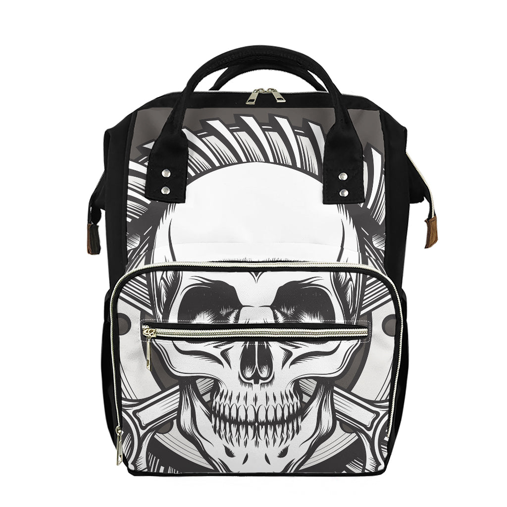 Cross Piston Mechanic Skull Print Diaper Bag