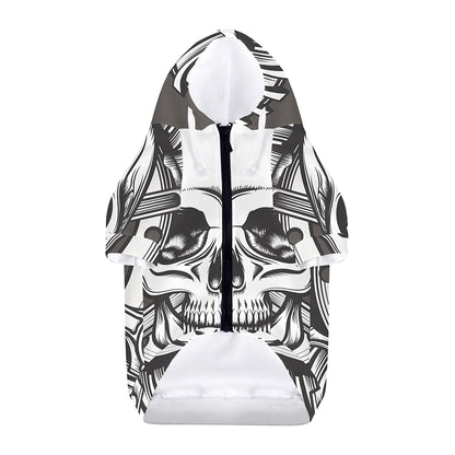 Cross Piston Mechanic Skull Print Dog Zip Up Hoodie