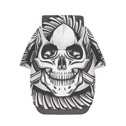 Cross Piston Mechanic Skull Print Dog Zip Up Hoodie