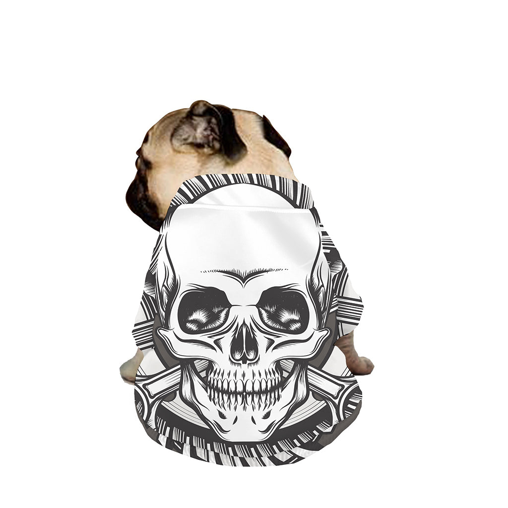 Cross Piston Mechanic Skull Print Dog Zip Up Jacket