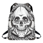 Cross Piston Mechanic Skull Print Drawstring Backpack