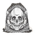 Cross Piston Mechanic Skull Print Drawstring Bag