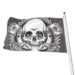 Cross Piston Mechanic Skull Print Flag