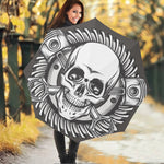 Cross Piston Mechanic Skull Print Foldable Umbrella