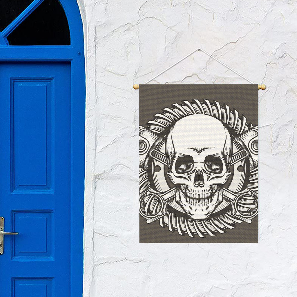 Cross Piston Mechanic Skull Print Garden Flag