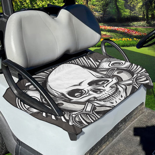 Cross Piston Mechanic Skull Print Golf Cart Seat Cover