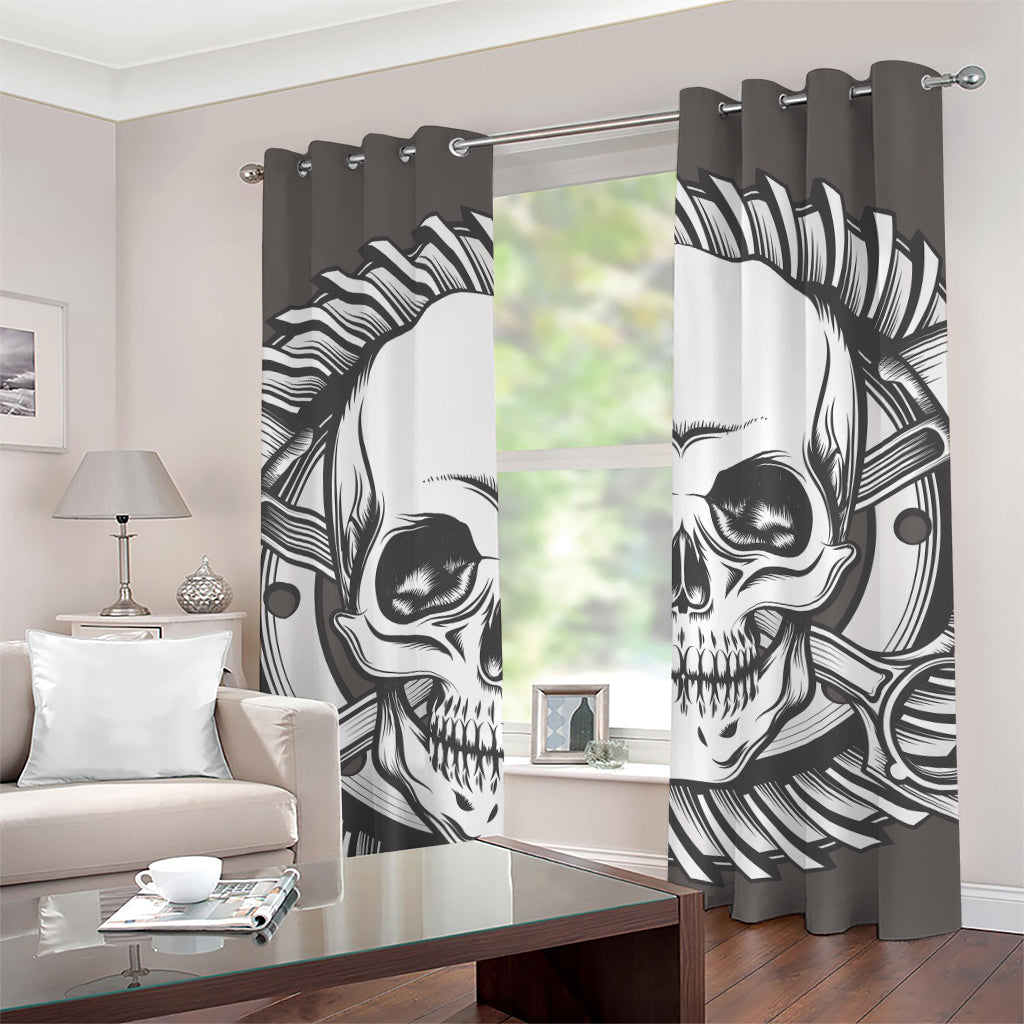 Cross Piston Mechanic Skull Print Grommet Curtains