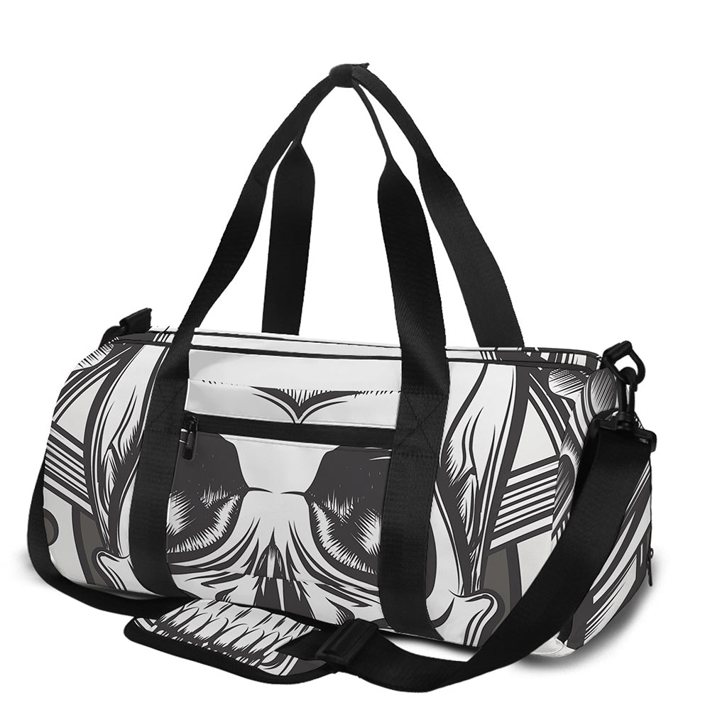 Cross Piston Mechanic Skull Print Gym Bag