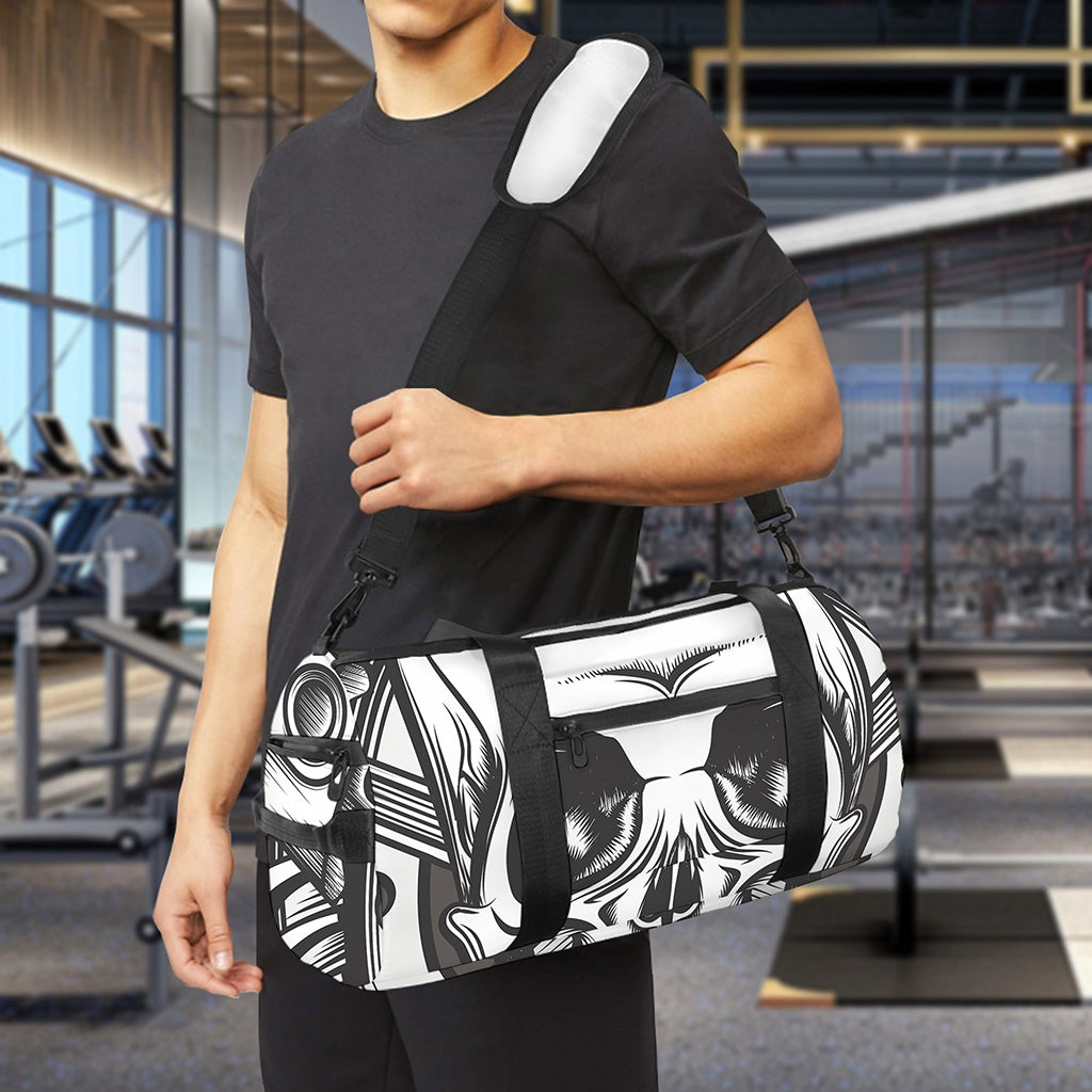 Cross Piston Mechanic Skull Print Gym Bag
