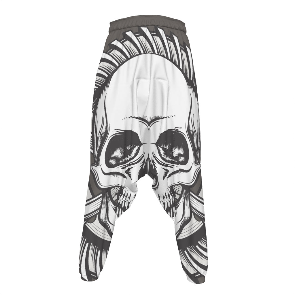 Cross Piston Mechanic Skull Print Hammer Pants